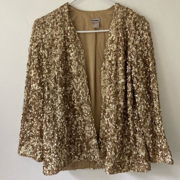 Chico's Travelers Collection Gold Sequined Jacket Size Small - Picture 3 of 9